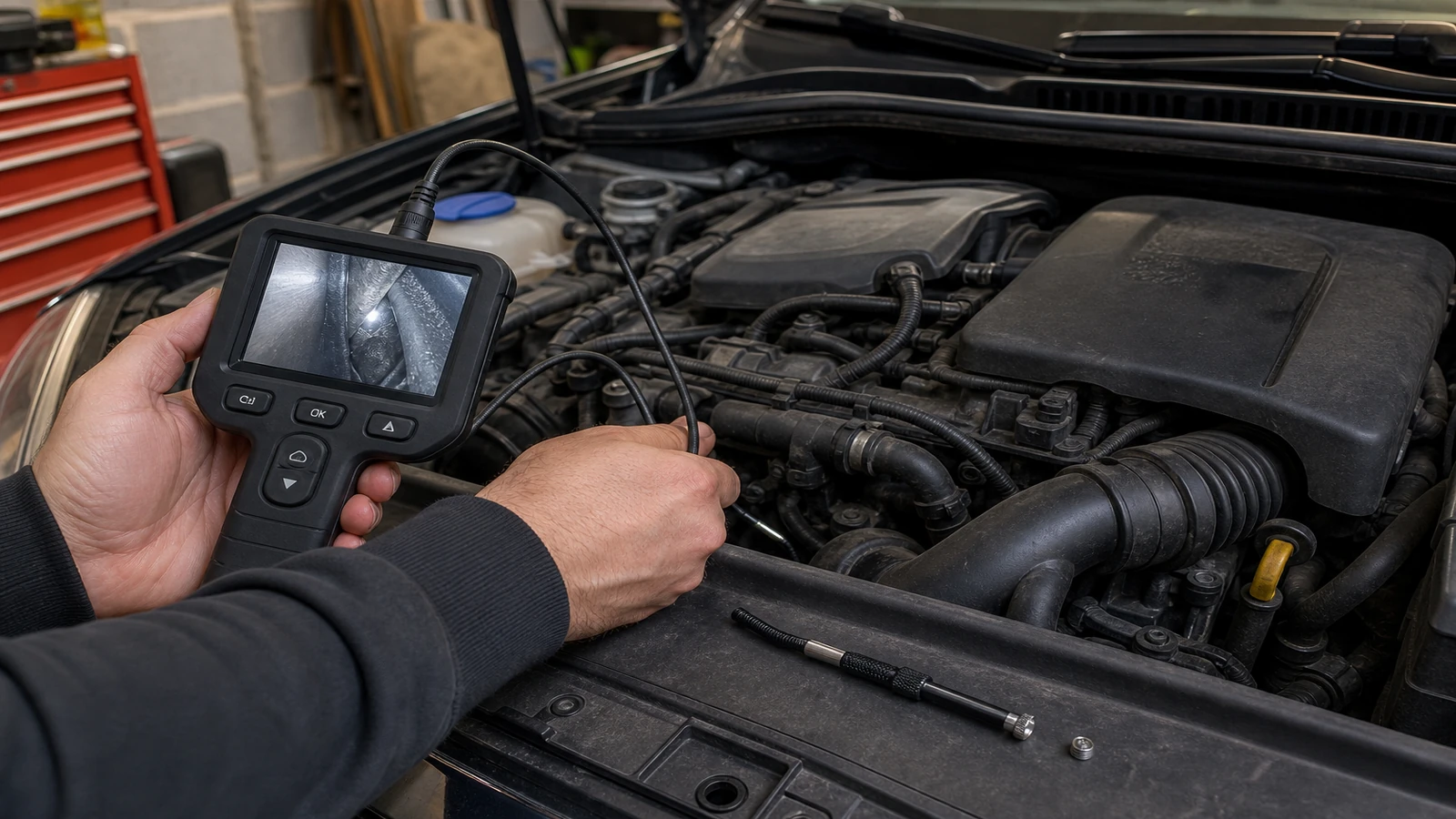 UK inspection endoscope context for search: dropped nut engine bay borescope UK